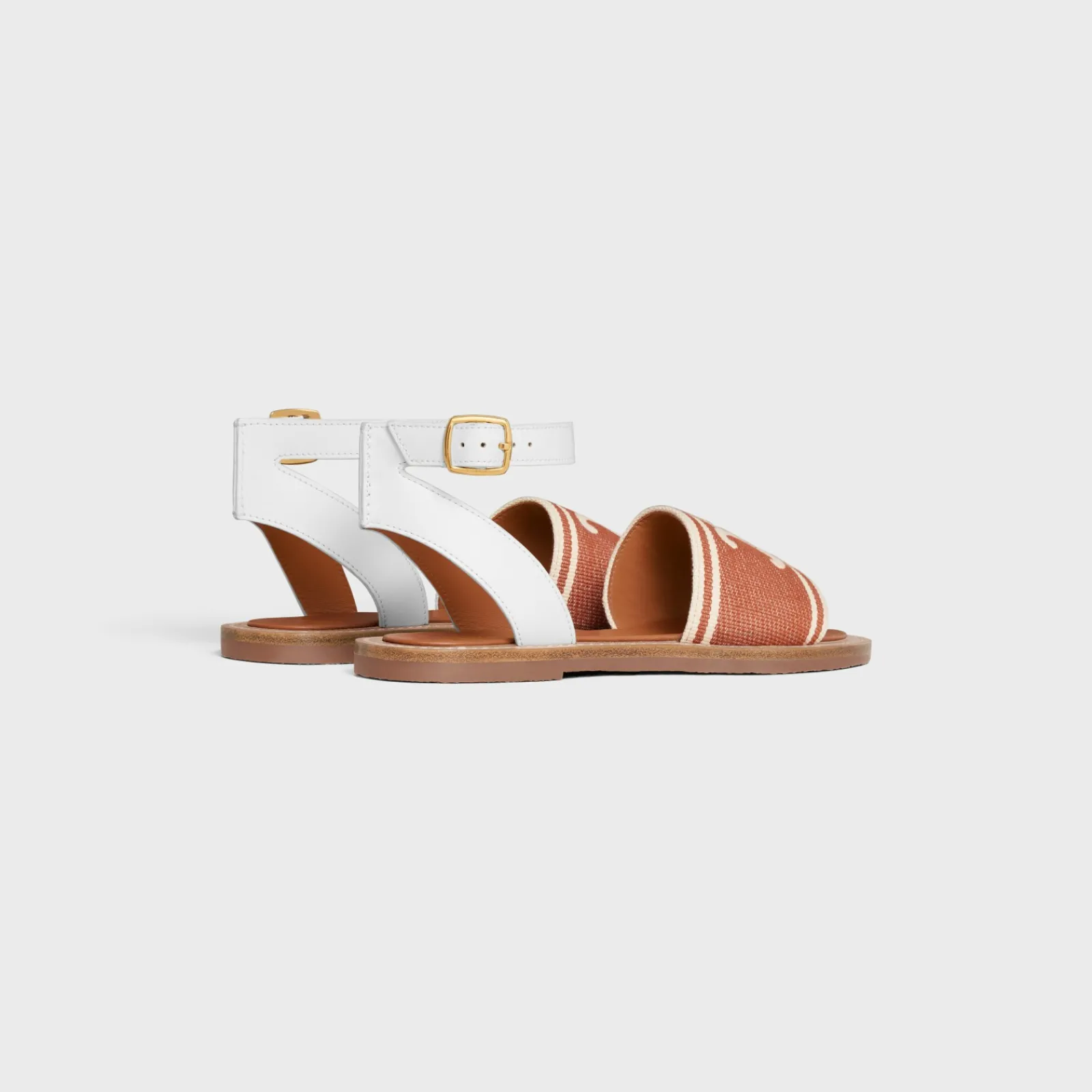 New LYMPIA SANDAL in TRIOMPHE JACQUARD CANVAS & CALFSKIN Women Sandals