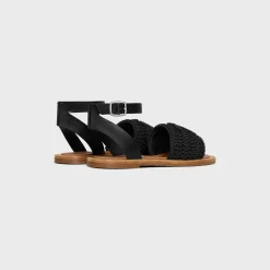 Outlet LYMPIA SANDAL in TRIOMPHE MACCRAMÉ COTTON & CALFSKIN Women Sandals