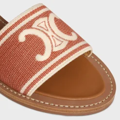 New LYMPIA SANDAL in TRIOMPHE JACQUARD CANVAS & CALFSKIN Women Sandals