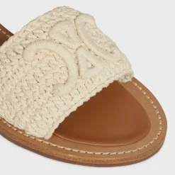 Discount LYMPIA SANDAL in TRIOMPHE MACCRAMÉ COTTON & CALFSKIN Women Sandals