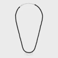 Clearance Monochroms Beads Necklace in Onyx and Brass with Rhodium Finish Necklaces