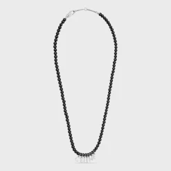Clearance Monochroms Beads Necklace in Onyx and Brass with Rhodium Finish Necklaces