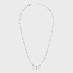 Best Monochroms Necklace in Glass Pearls and Brass with Rhodium Finish Necklaces