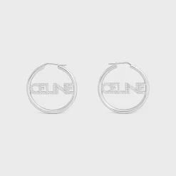 Discount Monochroms Strass Hoops in Brass with Rhodium Finish and Crystals Women Other Lines | Categories·Earrings