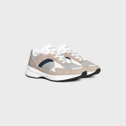 Clearance RUNNER CR-03 LOW LACE-UP SNEAKER in MESH, SUEDE CALFSKIN AND CALFSKIN Women Sneakers