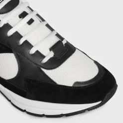 Fashion RUNNER CR-03 LOW LACE-UP SNEAKER in MESH, CALFSKIN AND SUEDE CALFSKIN Sneakers