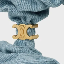 Clearance Scrunchy Denim in Cotton and Brass with Gold Finish Women Hair Accessories