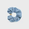 Discount Scrunchy English Embroidery in Brass with Gold Finish and Cotton Women Hair Accessories