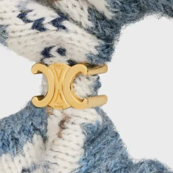 Outlet Scrunchy Fair Isle in Wool and Brass with Gold finish Women Hair Accessories
