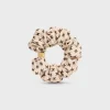 Fashion Scrunchy Mini Triomphe in Silk and Brass with Gold finish Women Hair Accessories