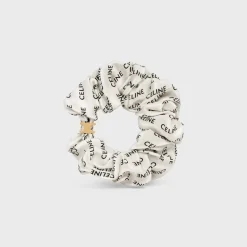 Hot Scrunchy Rayure in Silk and Brass with Gold finish Women Hair Accessories