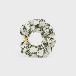 Online Scrunchy Triomphe Camo in Silk and Brass with Gold Finish Women Hair Accessories