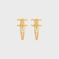 Hot Set of 2 Snap Hair Clips in Brass with Finish and Steel Women Hair Accessories