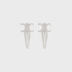 Online Set of 2 Snap Hair Clip in Brass with Rhodium Finish and Steel Women Hair Accessories