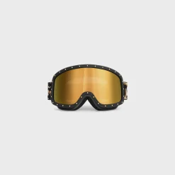 New Ski Mask in Plastic with Metal Studs & Mirror Lenses Sunglasses