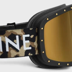 New Ski Mask in Plastic with Metal Studs & Mirror Lenses Sunglasses