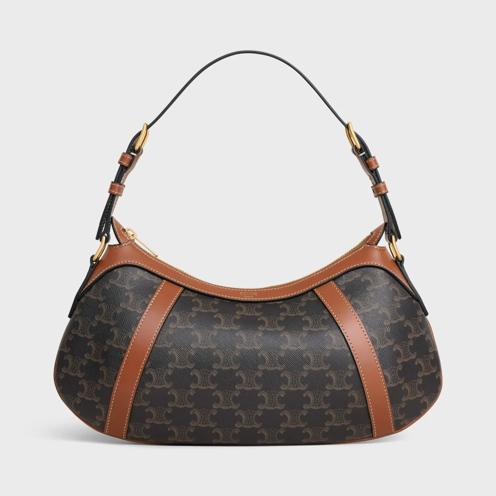 Best STRIPED HOBO in TRIOMPHE CANVAS & CALFSKIN Women Triomphe Canvas | Categories·Shoulder Bags