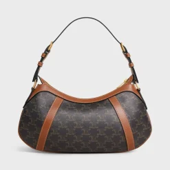 Best STRIPED HOBO in TRIOMPHE CANVAS & CALFSKIN Women Triomphe Canvas | Categories·Shoulder Bags
