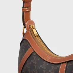 Best STRIPED HOBO in TRIOMPHE CANVAS & CALFSKIN Women Triomphe Canvas | Categories·Shoulder Bags