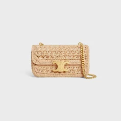 Best CHAIN SHOULDER BAG CLAUDE in RAFFIA EFFECT TEXTILE Women More Lines·Claude | Categories·Shoulder Bags