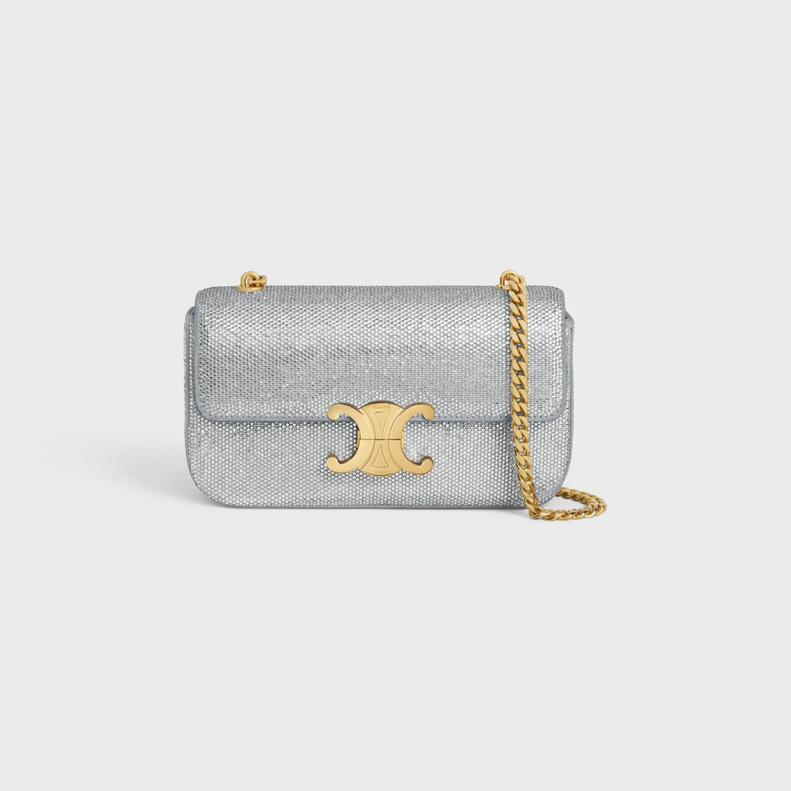 Outlet CHAIN SHOULDER BAG CLAUDE in SUEDE CALFSKIN WITH STRASS Women More Lines·Claude | Categories·Shoulder Bags