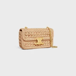 Best CHAIN SHOULDER BAG CLAUDE in RAFFIA EFFECT TEXTILE Women More Lines·Claude | Categories·Shoulder Bags