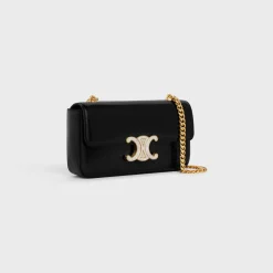 Hot CHAIN SHOULDER BAG CLAUDE WITH STRASS CLOSURE in shiny calfskin Women More Lines·Claude | Categories·Shoulder Bags