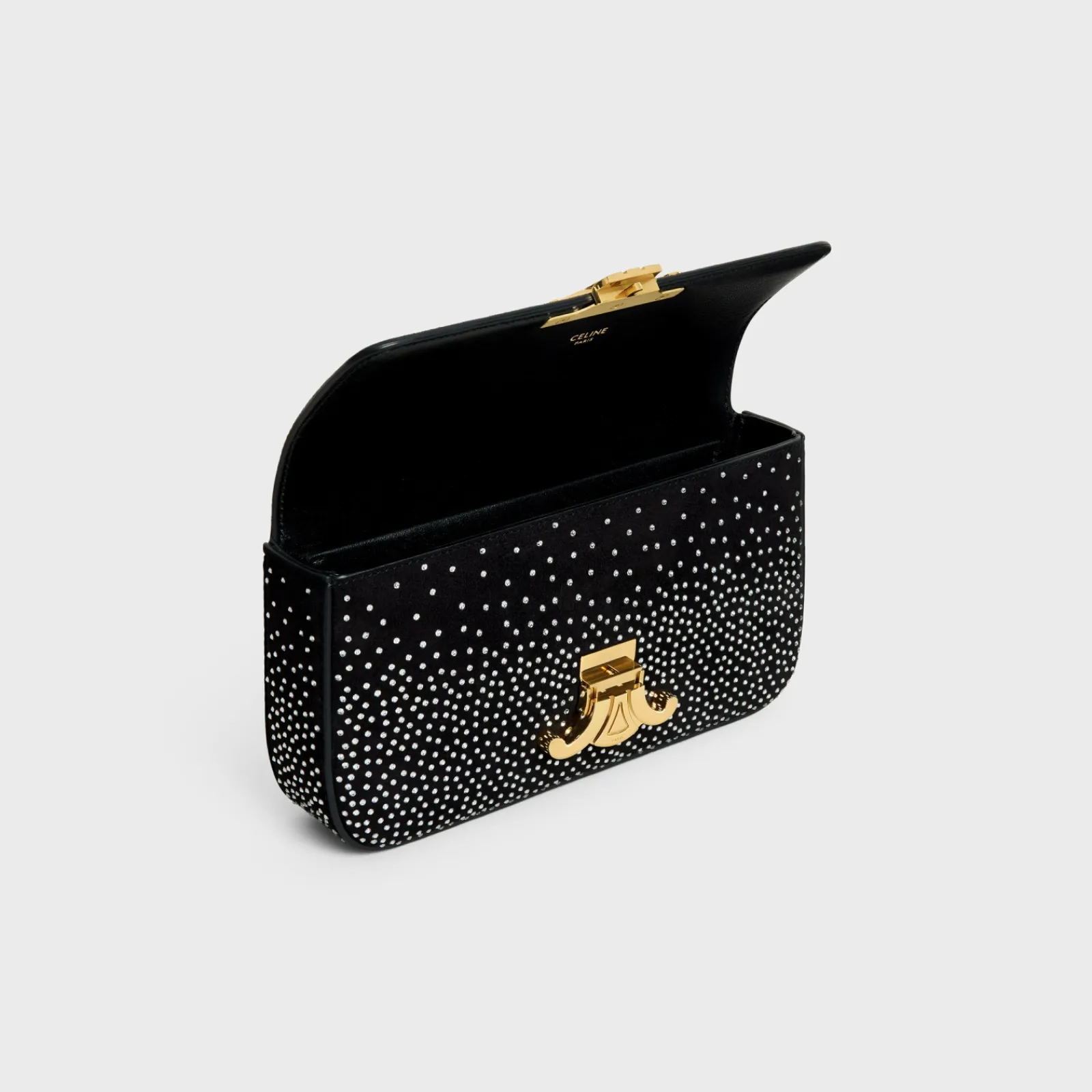 Sale CHAIN SHOULDER BAG CLAUDE in SUEDE GOATSKIN WITH STRASS Women More Lines·Claude | Categories·Shoulder Bags