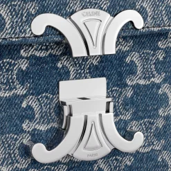 Fashion CHAIN SHOULDER BAG CLAUDE in DENIM WITH TRIOMPHE ALL-OVER Women More Lines·Claude | Categories·Shoulder Bags