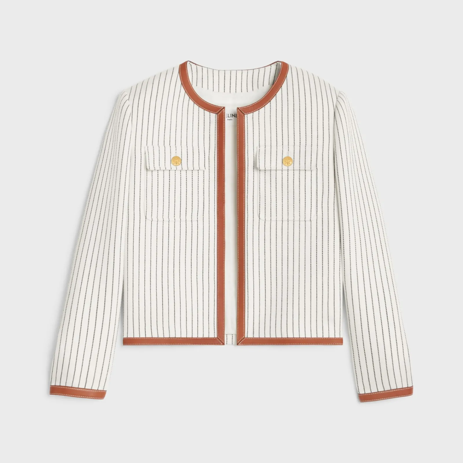 Fashion chelsea jacket in striped wool Women Jackets