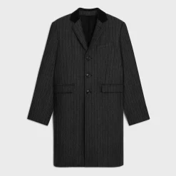 Outlet chesterfield coat in striped wool Coats & Blousons