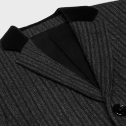 Outlet chesterfield coat in striped wool Coats & Blousons