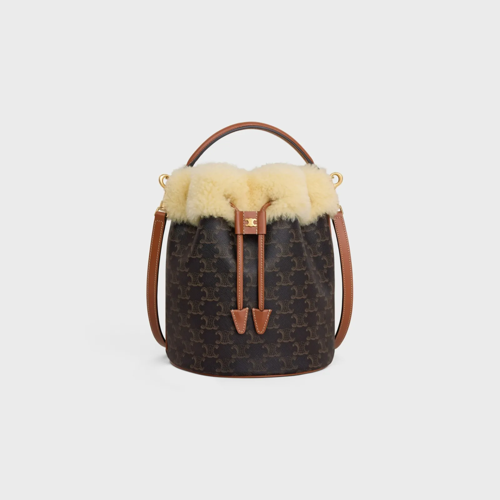 Clearance CLARA BAG in TRIOMPHE CANVAS AND SHEARLING Women Triomphe Canvas | Categories·Cross-Body Bags