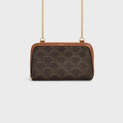 Discount Clutch with Chain in Triomphe canvas and Lambskin Women Triomphe Canvas