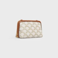 Discount Clutch with Chain in Triomphe canvas and Lambskin Women Triomphe Canvas
