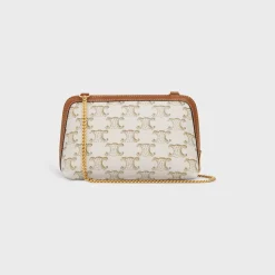 Discount Clutch with Chain in Triomphe canvas and Lambskin Women Triomphe Canvas