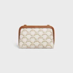 Discount Clutch with Chain in Triomphe canvas and Lambskin Women Triomphe Canvas
