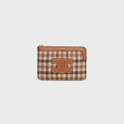 Sale Coin And Card Pouch in TARTAN TEXTILE AND CALFSKIN Women More Lines·Cuir Triomphe | Categories·Coin And Card Holders