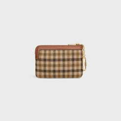 Sale Coin And Card Pouch in TARTAN TEXTILE AND CALFSKIN Women More Lines·Cuir Triomphe | Categories·Coin And Card Holders