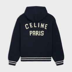 Online college hooded sweater in wool Knitwear