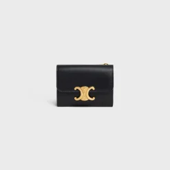 Fashion COMPACT WALLET WITH COIN TRIOMPHE in Shiny calfskin Women Triomphe | Categories·Wallets