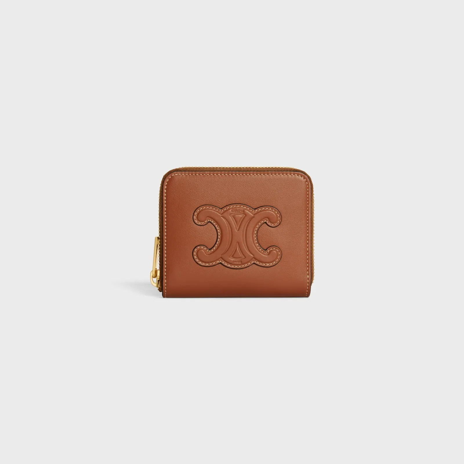 Fashion COMPACT ZIPPED WALLET CUIR TRIOMPHE IN SMOOTH CALFSKIN Women More Lines·Cuir Triomphe | Categories·Wallets