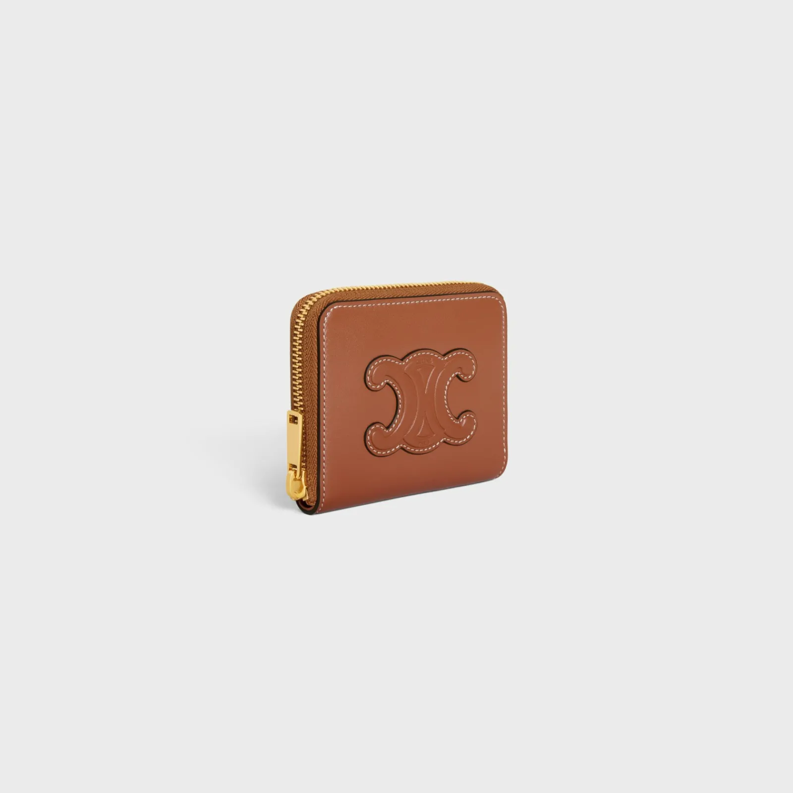 Fashion COMPACT ZIPPED WALLET CUIR TRIOMPHE IN SMOOTH CALFSKIN Women More Lines·Cuir Triomphe | Categories·Wallets