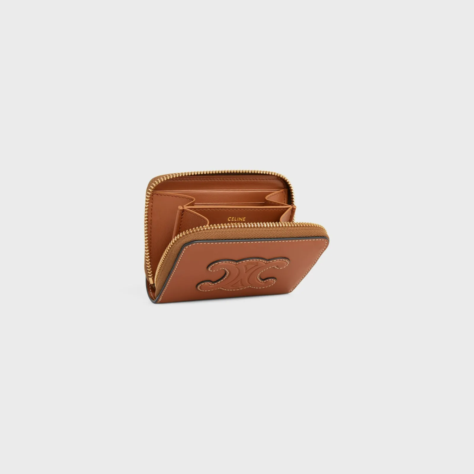 Fashion COMPACT ZIPPED WALLET CUIR TRIOMPHE IN SMOOTH CALFSKIN Women More Lines·Cuir Triomphe | Categories·Wallets