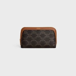 Discount COSMETIC LIPSTICK POUCH IN TRIOMPHE CANVAS AND CALFSKIN Beauty Accessories | Travel