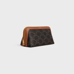 Discount COSMETIC LIPSTICK POUCH IN TRIOMPHE CANVAS AND CALFSKIN Beauty Accessories | Travel