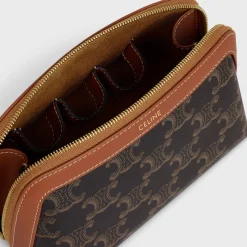 Discount COSMETIC LIPSTICK POUCH IN TRIOMPHE CANVAS AND CALFSKIN Beauty Accessories | Travel