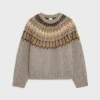 Discount crew neck sweater in brushed fair isle alpaca wool Knitwear