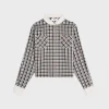 Hot cropped shirt in check silk Women Shirts And Tops