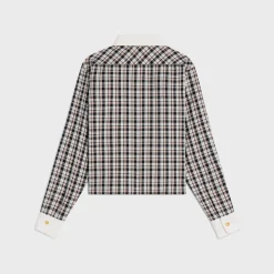 Hot cropped shirt in check silk Women Shirts And Tops